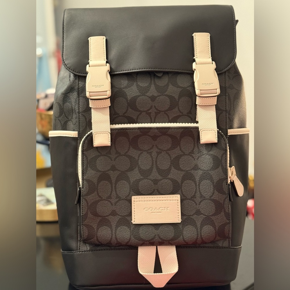 Coach Signature Black and Tan Men's Backpack